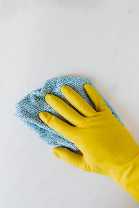 Hand cleaning with a towel